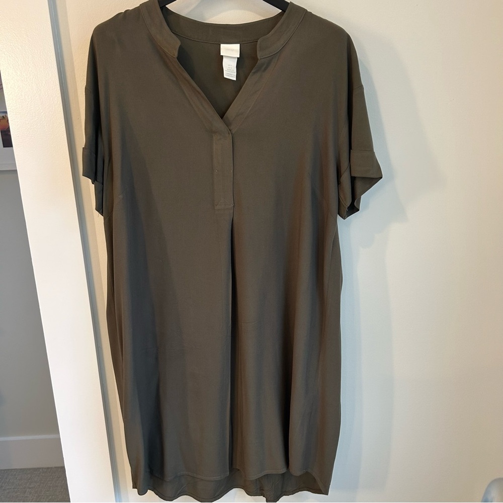 H & M Olive Green shirtdress, size 2